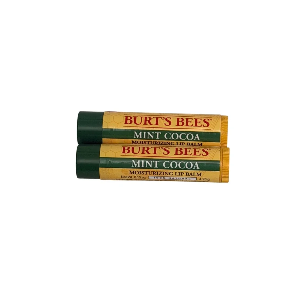 Burts Bees Mint Cocoa Moisturizing Lip Balm 2 Pack Discontinued 100% Natural